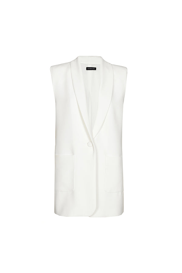 SHOULDER EFFECT STRAIGHT SLEEVELESS BLAZER