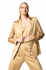 FITTED SHINY SUPPLE LONG BLAZER