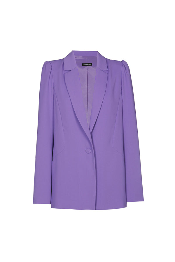 PLEATED SHOULDER LOOSE LONG BLAZER