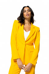 YELLOW SLIGHTLY FITTED LONG BLAZER