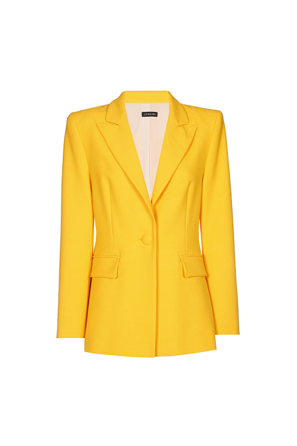 YELLOW SLIGHTLY FITTED LONG BLAZER