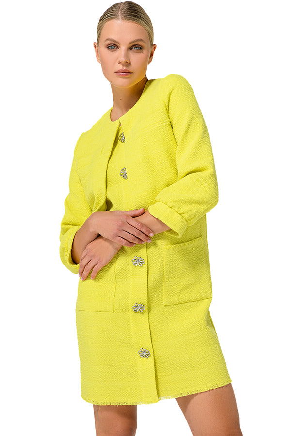 YELLOW BOUCLETTE SHORT JACKET