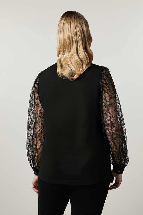 OGGI MILANO-KNIT LACE FABRIC SWEATSHIRT