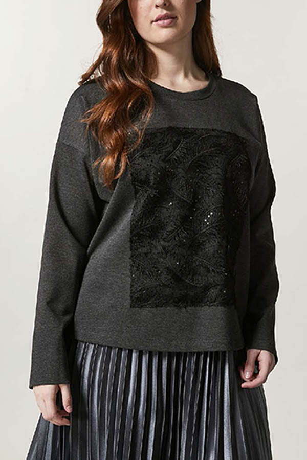 OMBRETTO SEQUIN FEATHERED PULLOVER