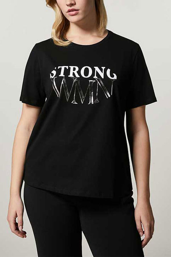 VALDA SLOGAN COTTON JERSEY T-SHIRT