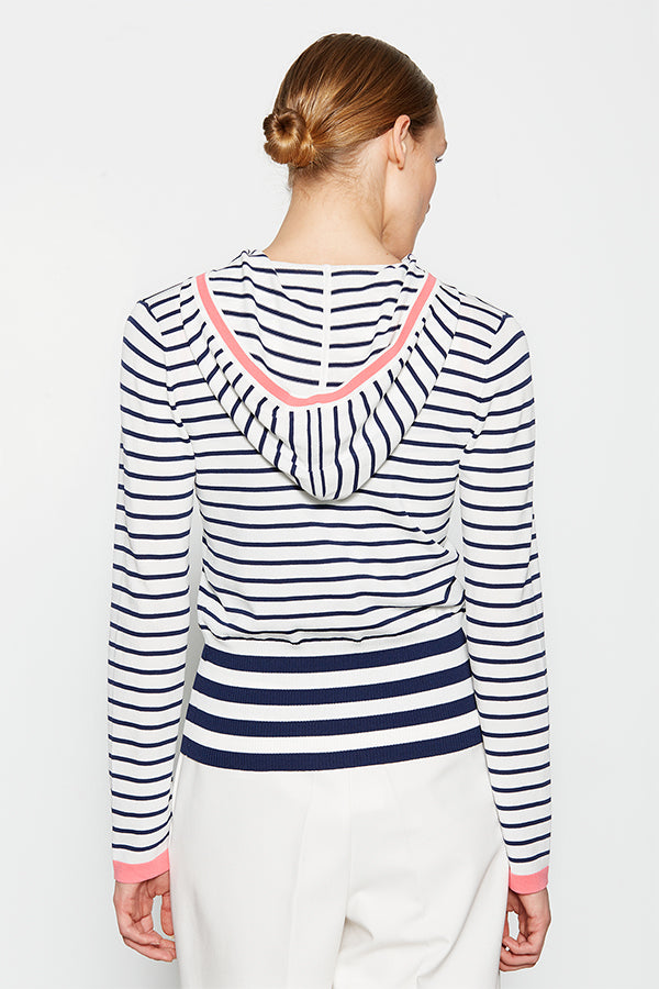 PINK DETAIL STRIPED HOODED TWINSET