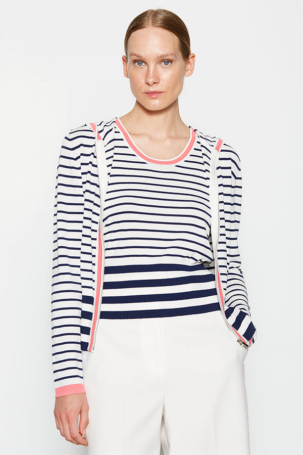 PINK DETAIL STRIPED HOODED TWINSET