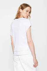 WHITE DROP-SLEEVE V-NECK T-SHIRT