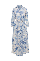 JULENE BLUE FLORAL PRINT WRAP LIKE DRESS