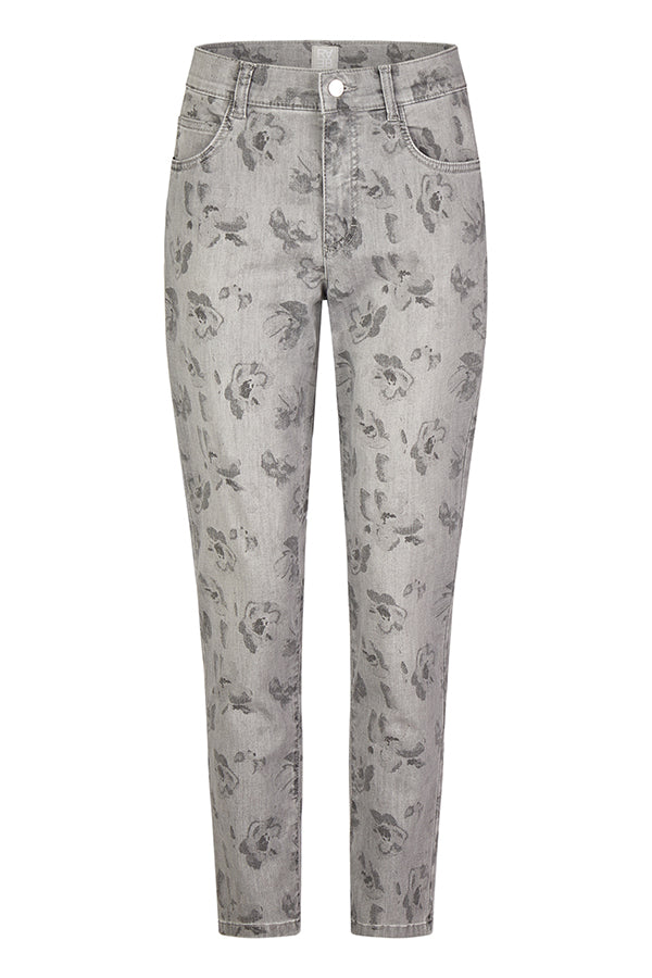 GREY FLORAL PRINT JEANS