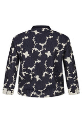 ABSTRACT NAVY FLORAL PRINT JACKET