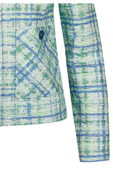 GREEN CHECKERED PRINT BUTTONED JACKET