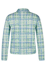 GREEN CHECKERED PRINT BUTTONED JACKET