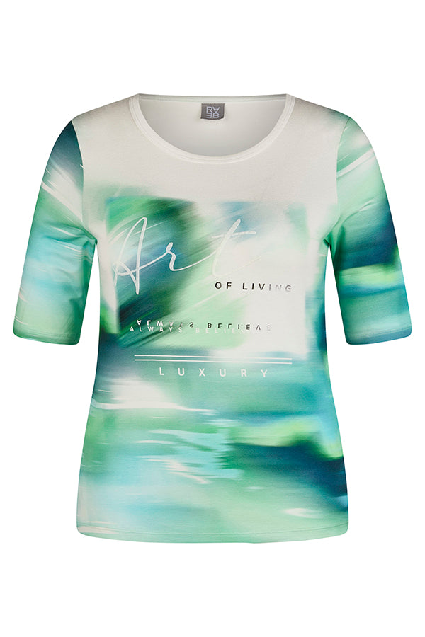 "ART OF LIVING" GREEN WATERCOLOR T-SHIRT