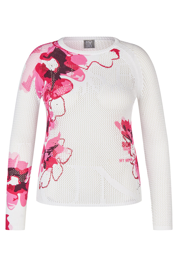 MAGENTA FLORAL PRINT SWEATER