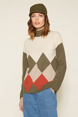 DIAMOND INTARSIA SWEATER