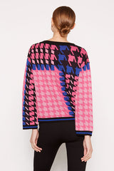 MULTICOLORED PINK INTARSIA SWEATER