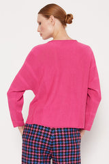 FUCSHIA BATWING SLEEVES BOATNECK SWEATER