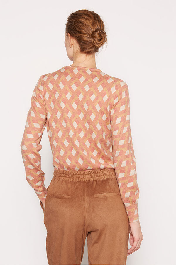 ORANGE GEOMETRIC PRINT SWEATER