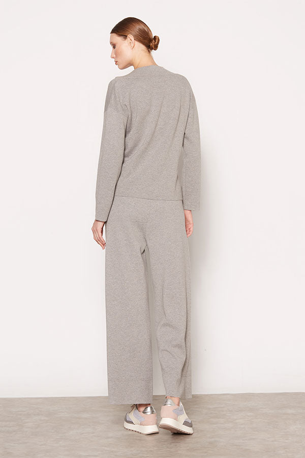 GREY WIDE KNIT TROUSERS