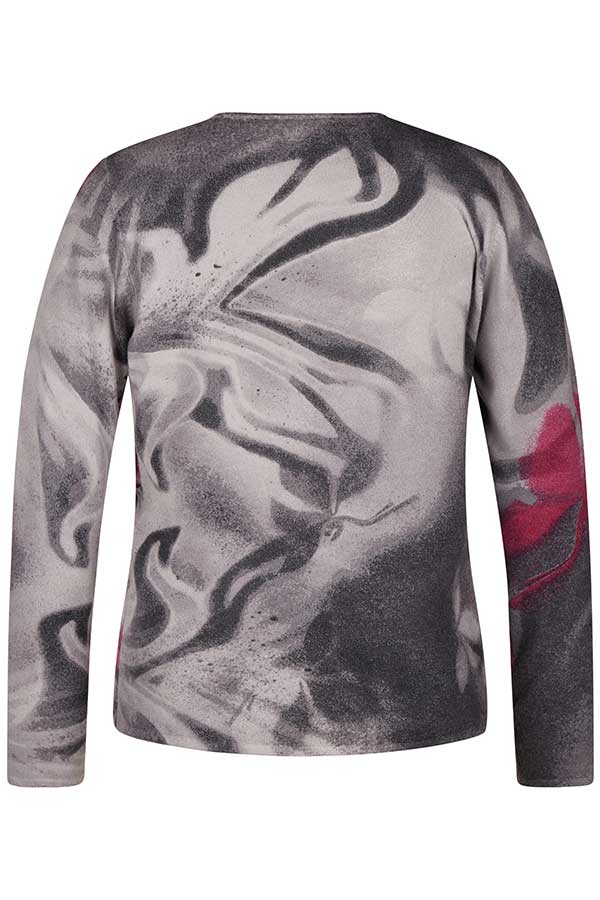 PURPLE ABSTRACT FLORAL PRINT PULLOVER