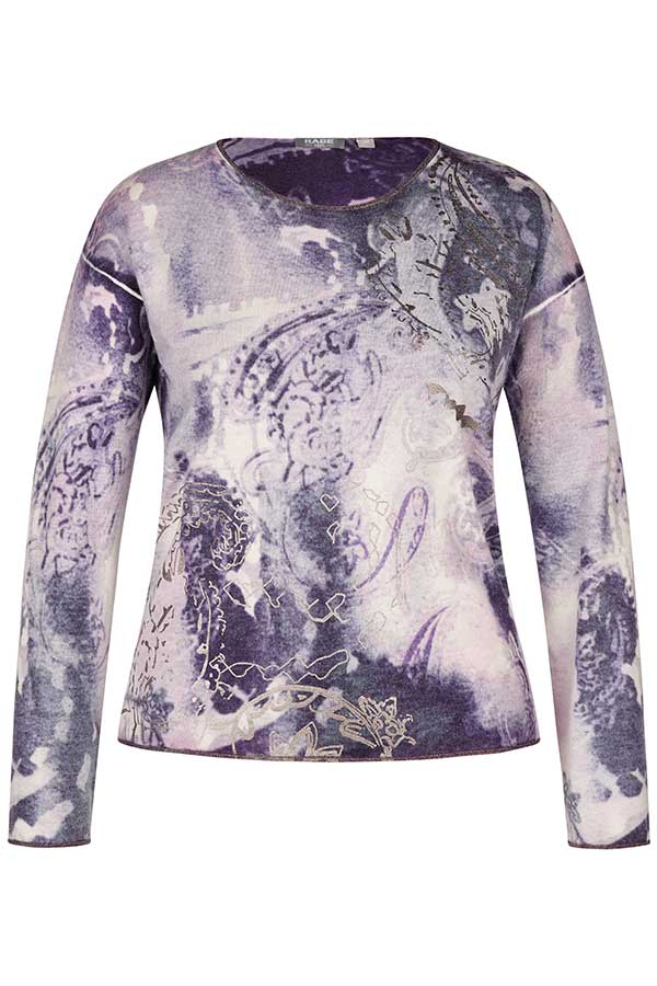 PURPLE ABSTRACT PAISLEY PRINT PULLOVER