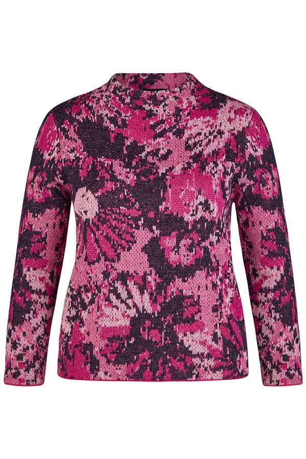 DEEP PINK FLORAL JAQUARD PULLOVER