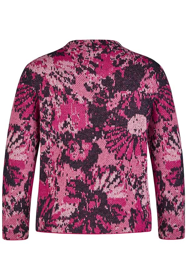 DEEP PINK FLORAL JAQUARD PULLOVER