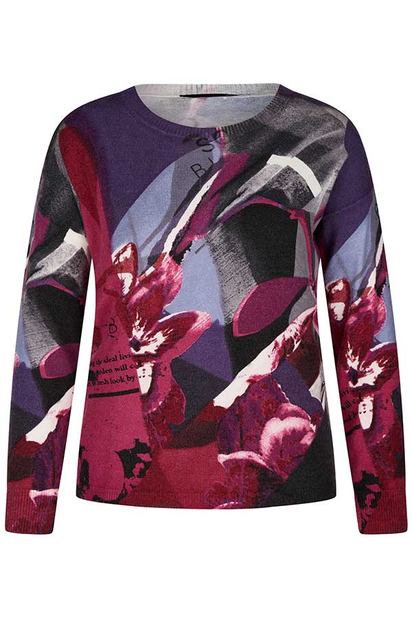 DEEP PINK GRAPHIC PRINT PULLOVER