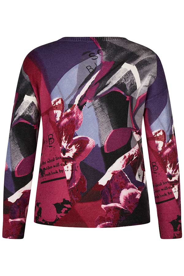 DEEP PINK GRAPHIC PRINT PULLOVER