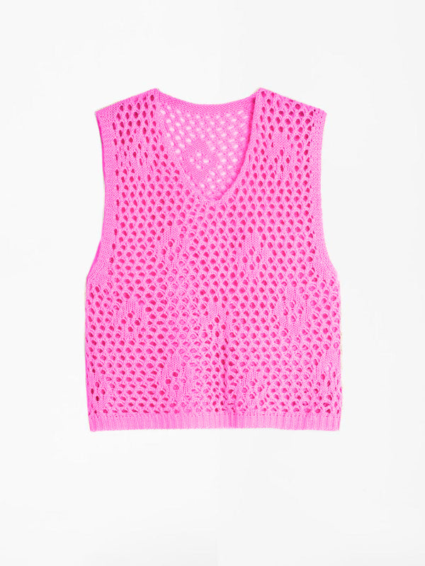 PALMIRA PINK SLEEVELESS CROCHET TOP