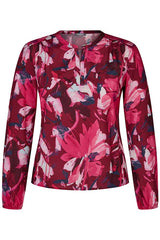 BURGUNDY ABSTRACT FLORAL PRINT BLOUSE