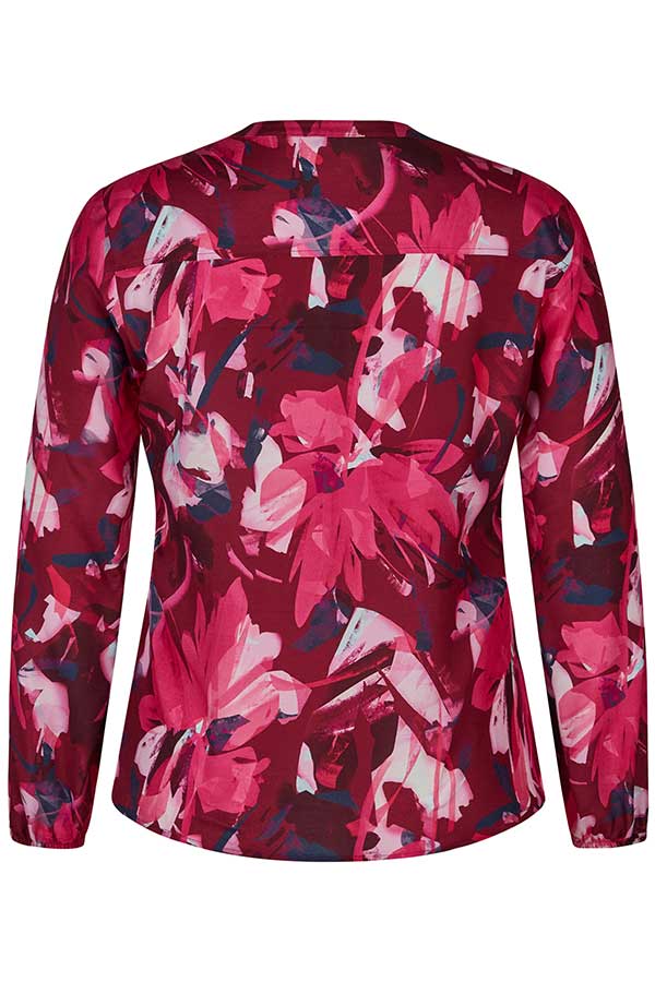 BURGUNDY ABSTRACT FLORAL PRINT BLOUSE