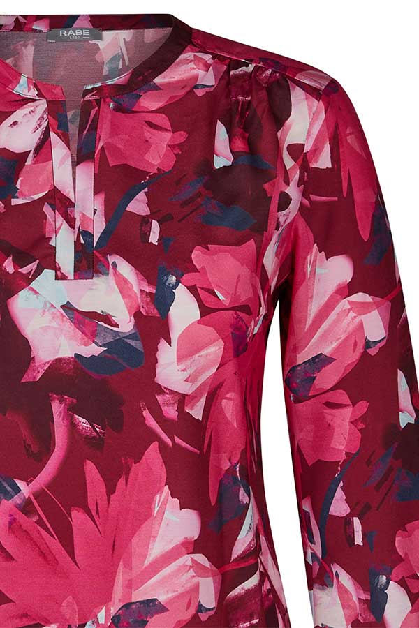 BURGUNDY ABSTRACT FLORAL PRINT BLOUSE