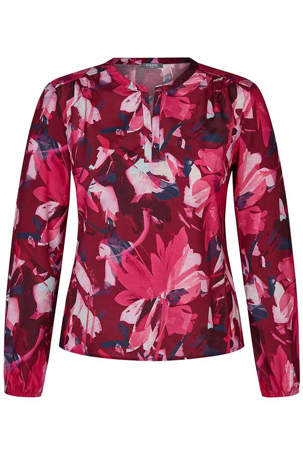 BURGUNDY ABSTRACT FLORAL PRINT BLOUSE