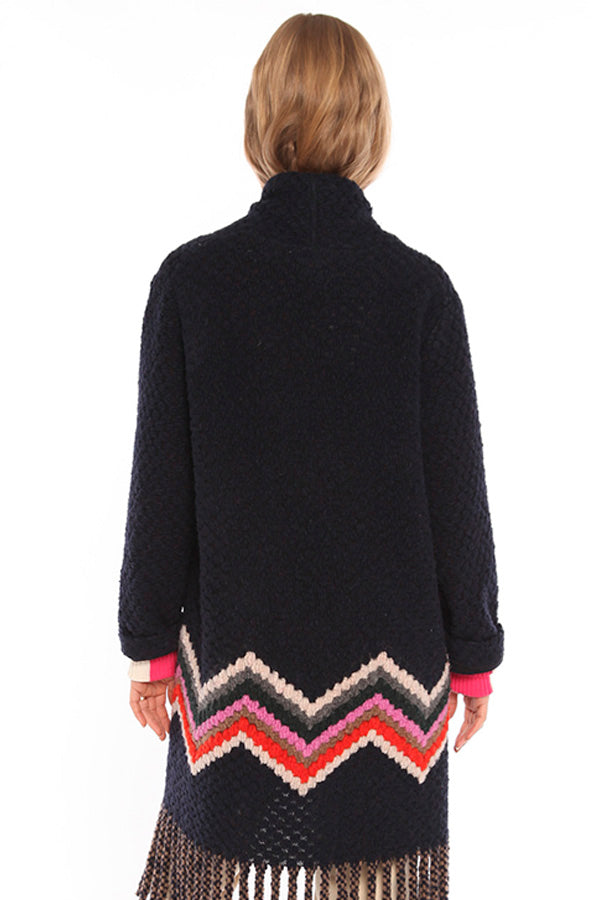 SANDRA SIENA ZIZGZAG FRINGED COAT