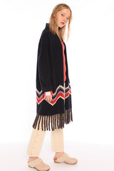 SANDRA SIENA ZIZGZAG FRINGED COAT