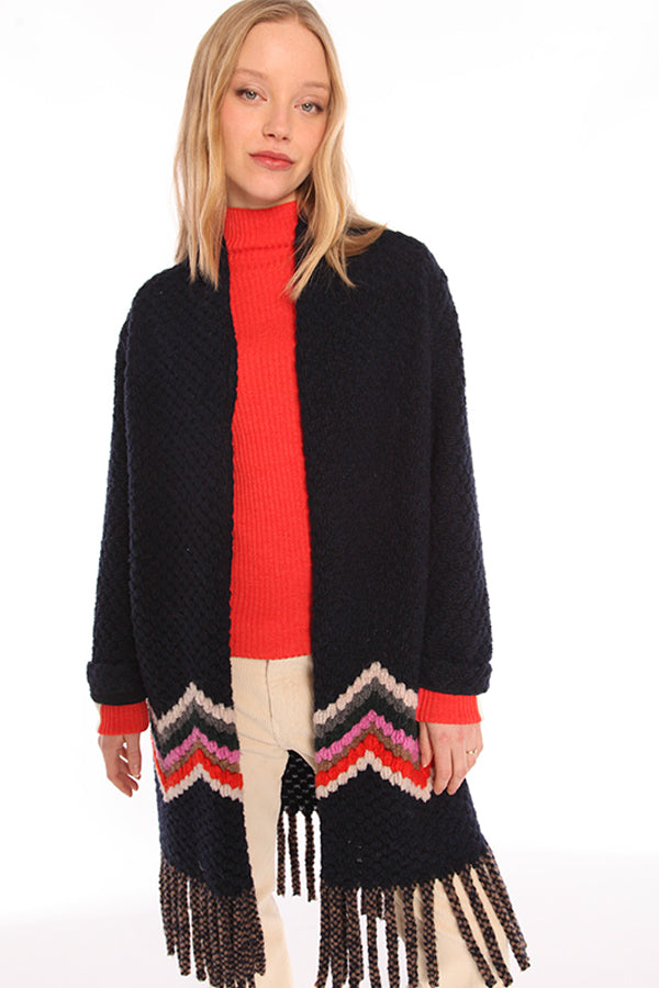 SANDRA SIENA ZIZGZAG FRINGED COAT