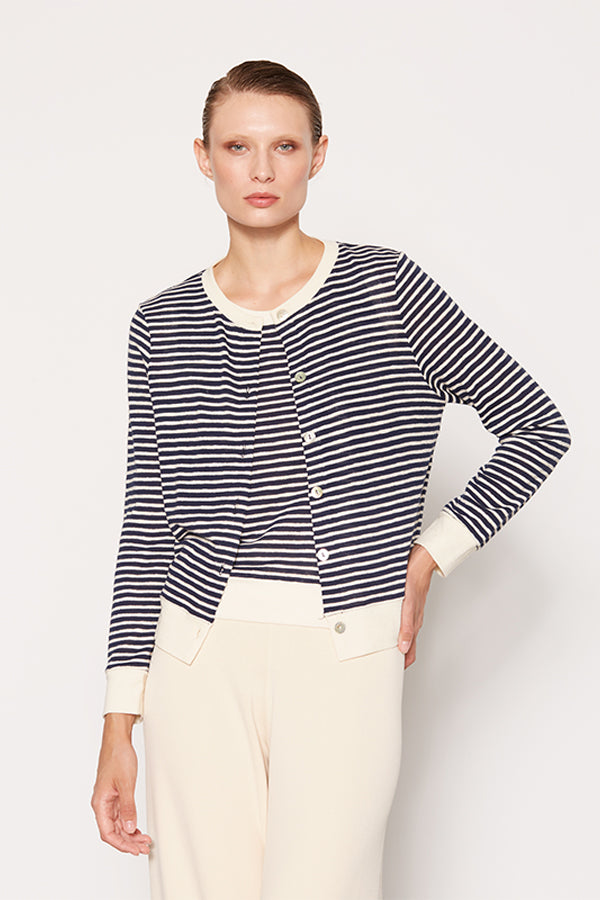 STRIPED CONTRASTED HEM TWIN SET