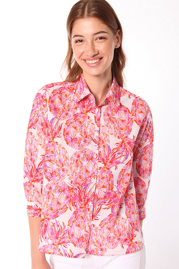 SARA ANANAS PINK PRINT SHIRT