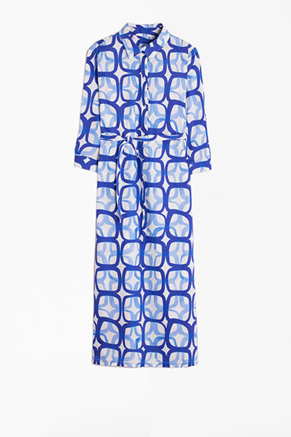 MARION DEEP BLUE ART PRINT DRESS