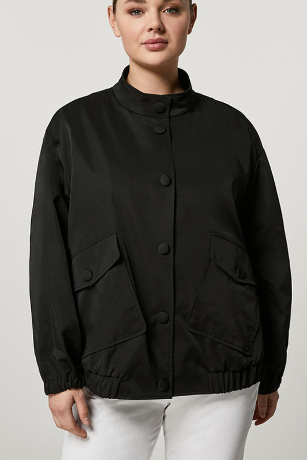 VIBORG BLACK WATER-REPELLENT GABARDINE BOMBER JACKET