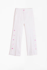 NATALIA WHITE TAYLOR LINEN TROUSERS