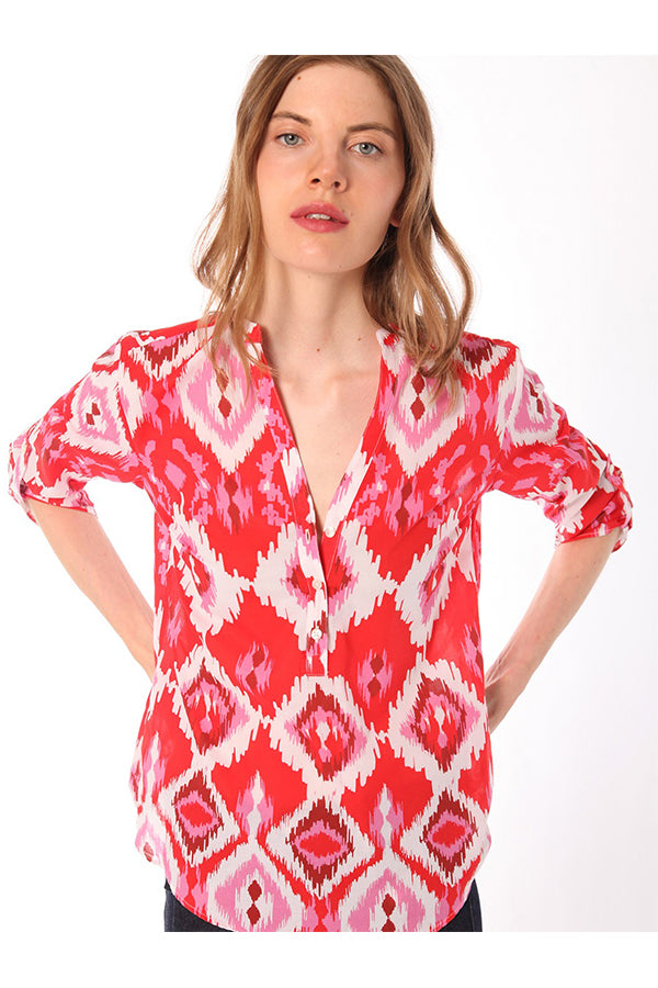 FRANCINA IKAT RED PRINT SHIRT