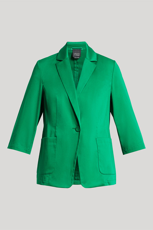 ENZIANA GREEN COTTON SATIN JACKET