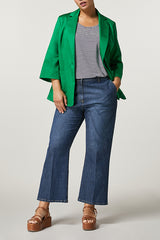 ENZIANA GREEN COTTON SATIN JACKET