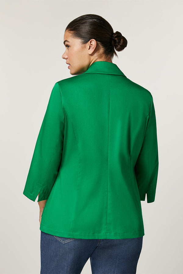 ENZIANA GREEN COTTON SATIN JACKET