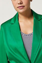 ENZIANA GREEN COTTON SATIN JACKET