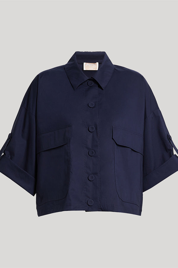 SAIGON NAVY COTTON POPLIN JACKET