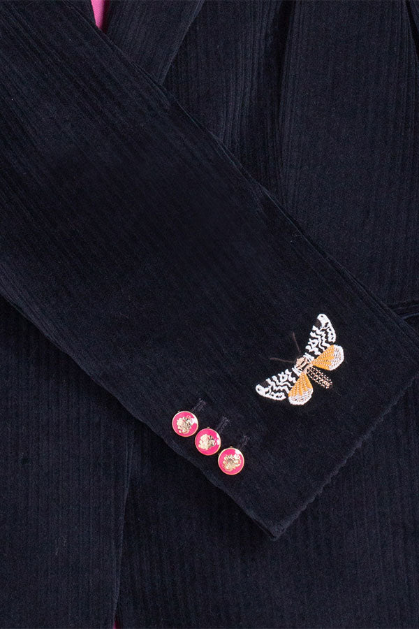 KATRINA EMBROIDERED BLACK CORDUROY JACKET